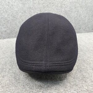 Wigens Newsboy Hat Flat Cap Mens 7 3/8 Black Wool Quilted Lined Winter Cabbie